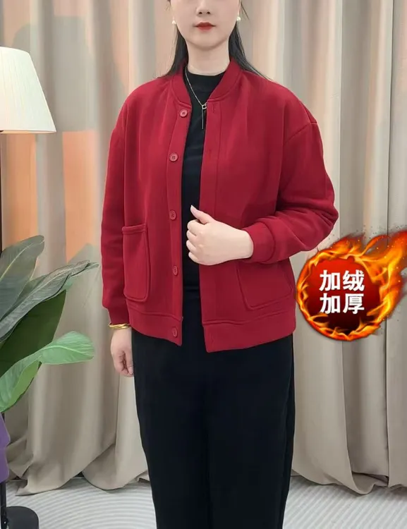 原创设计师款秋冬装加绒上档次减龄时尚百搭新款妈妈外套中年女士