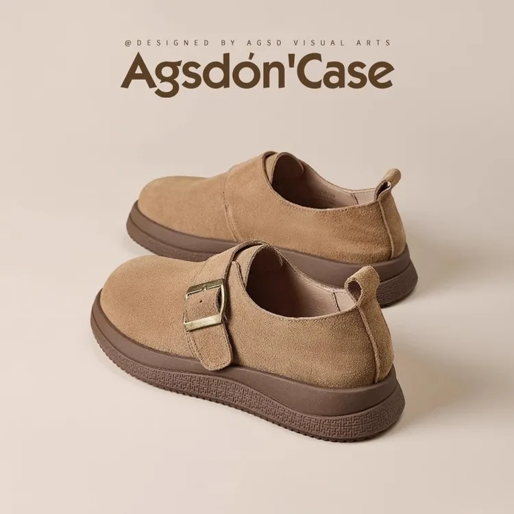 奥古狮登棕色勃肯鞋女2025新款秋季外穿勃肯单鞋一脚蹬乐福鞋爆