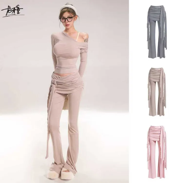 龙牙童推荐【飘带裤】早秋轻奢时尚性感优雅遮肉显瘦女直筒裤微百搭