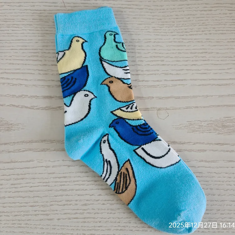 复古卡通文艺飞鸟中筒女士潮流袜子