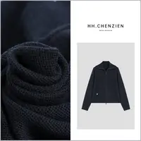【黑黑家】秋冬款女新款休闲时尚双拉链小蜜蜂刺绣针织衫开衫上衣