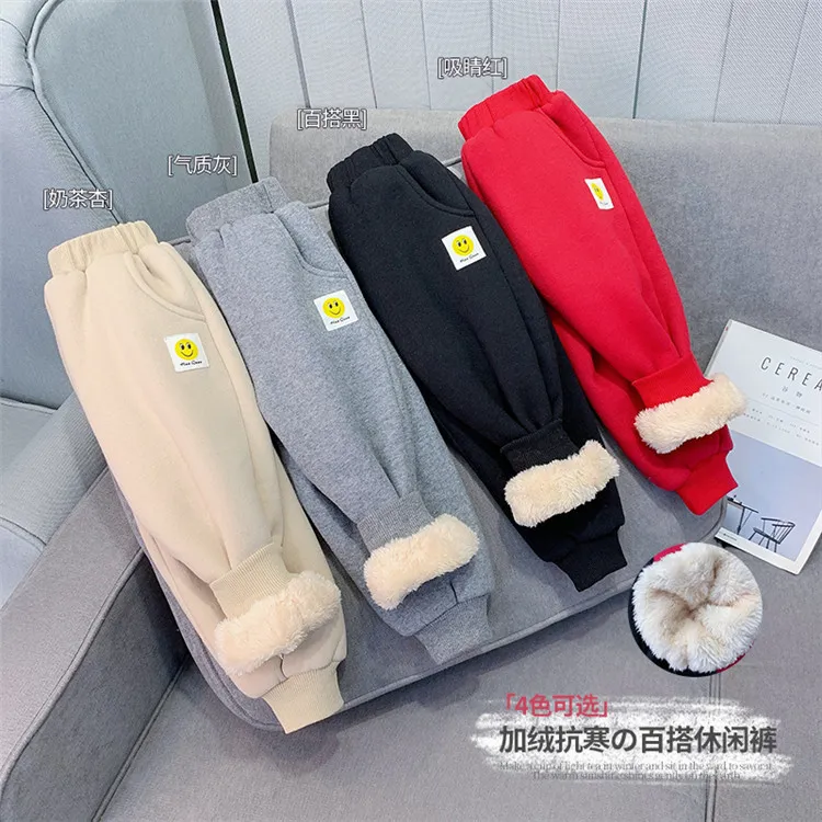 #女童冬装休闲裤新款儿童韩版加绒加厚北极绒宝宝运动长裤潮