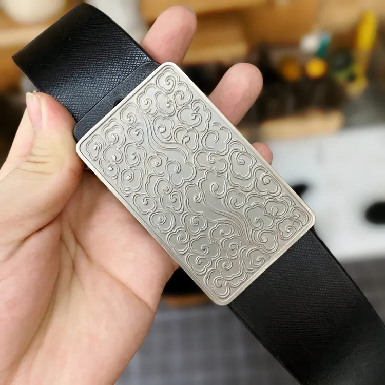 纯钛祥云图腾 无牙自动（内穿款）纯牛皮真皮手工量身定制高端经典