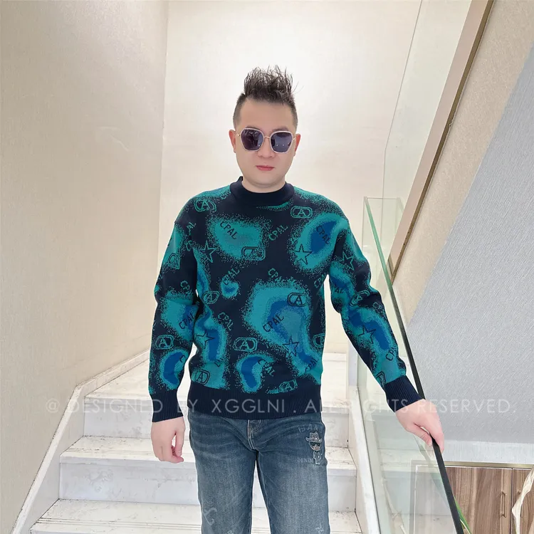 冬季款CPL全身色块字母星星毛衣高端轻奢休闲保暖男士长袖羊毛衫