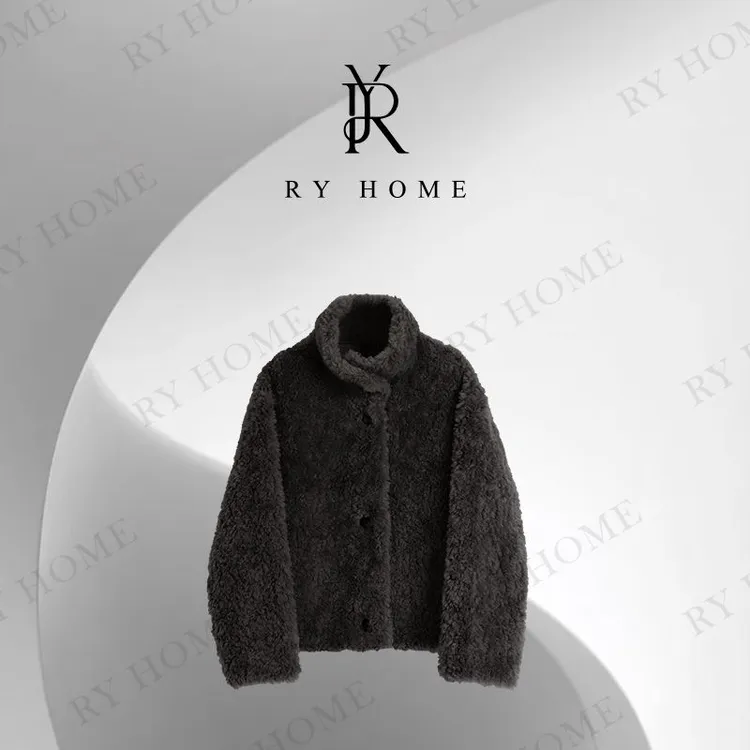 【容雨RYHOME】100%绵羊毛立领颗粒感羊毛外套253W2480