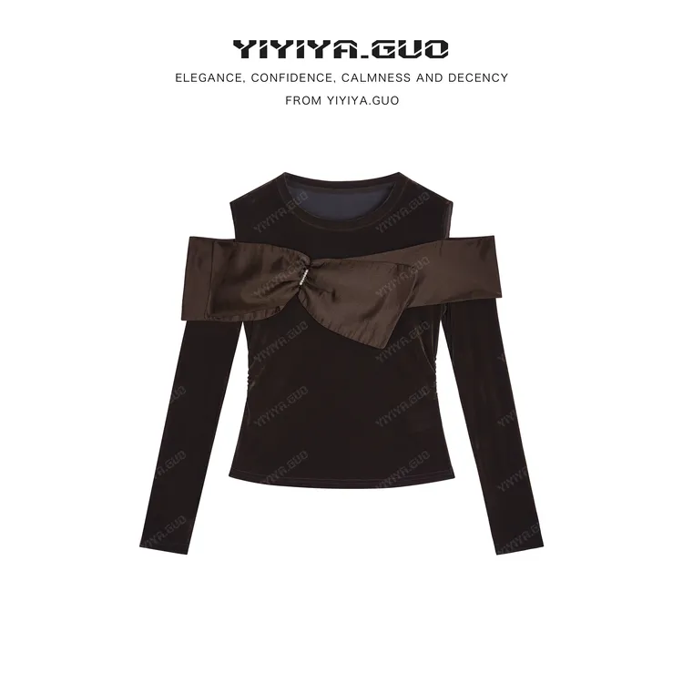 yiyiya.Guo艺艺吖【蝴蝶结】休闲时尚百搭长袖上衣080179SS52