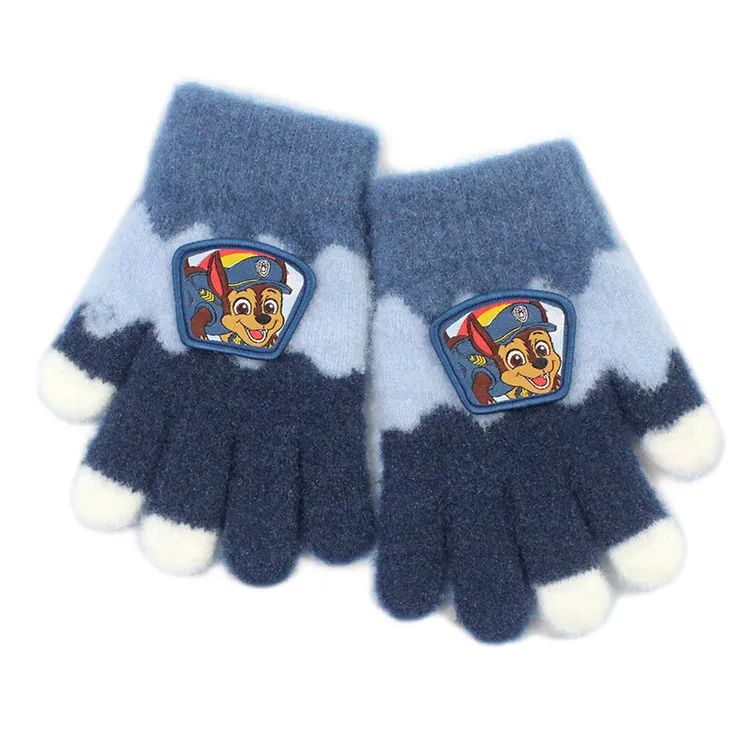 汪汪队儿童手套男童秋冬季保暖小孩写字五指手套小学生毛茸茸加厚