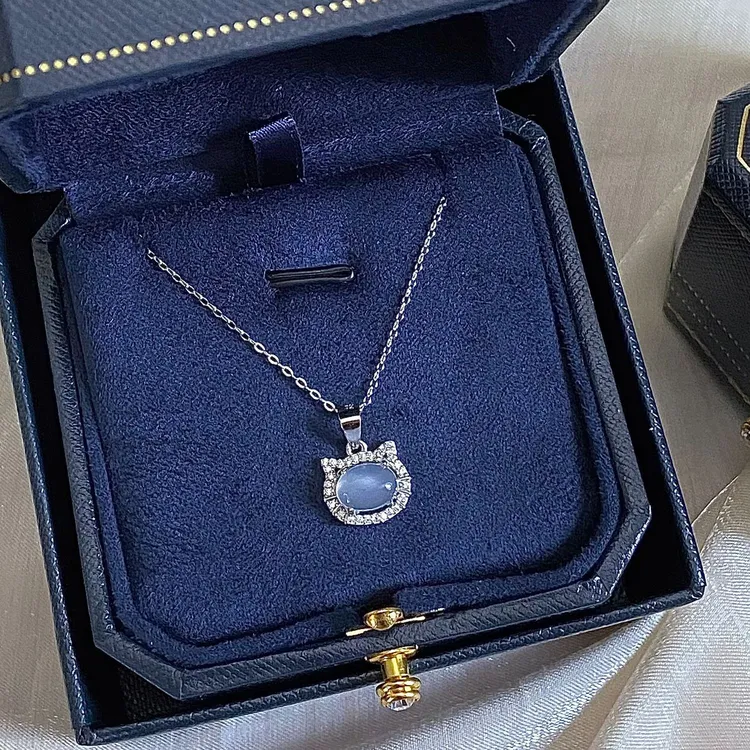 坠链均足银 999纯银甜美沐光小猫项链女轻奢高级感送闺蜜生日礼物