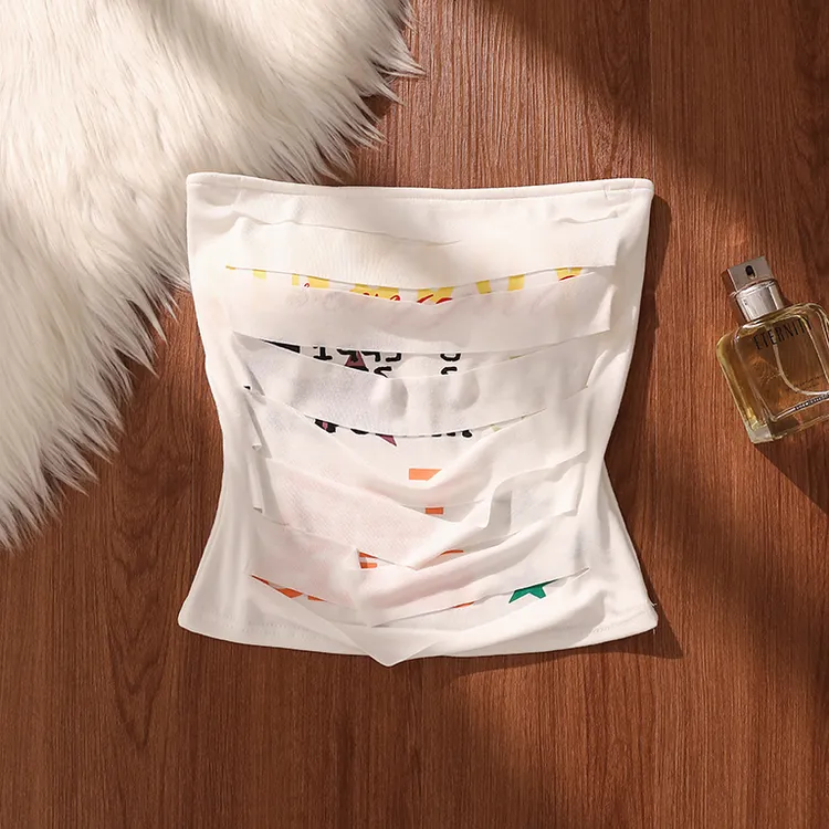 辣妹镂空字母印花抹胸背心女夏季内搭纯欲修身显瘦美背带胸垫上衣