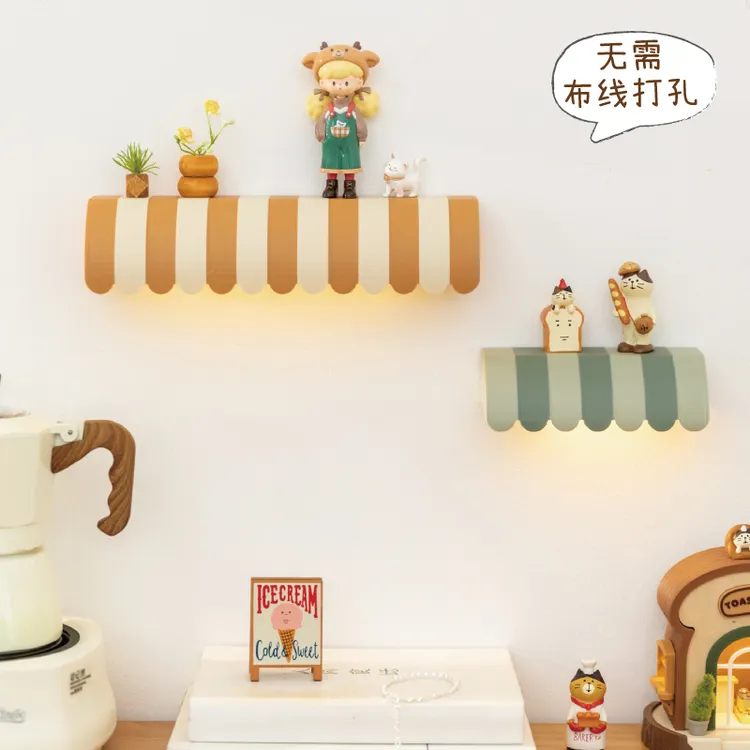 阿楹 创意玄关感应长条壁灯免接线充电卡通卧室床头儿童房墙装饰
