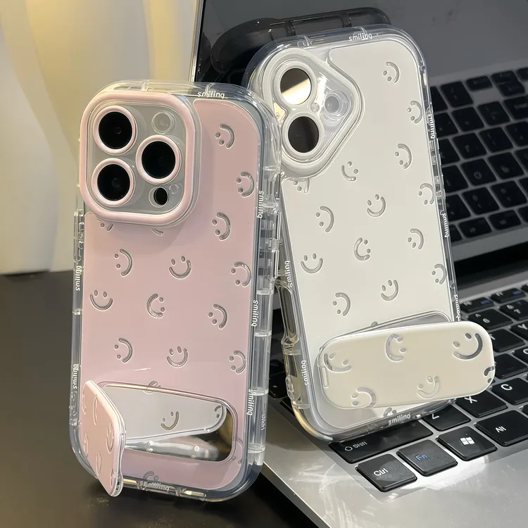 微笑小表情镜子支架适用苹果16手机壳iPhone15小米vivoppo华为p70