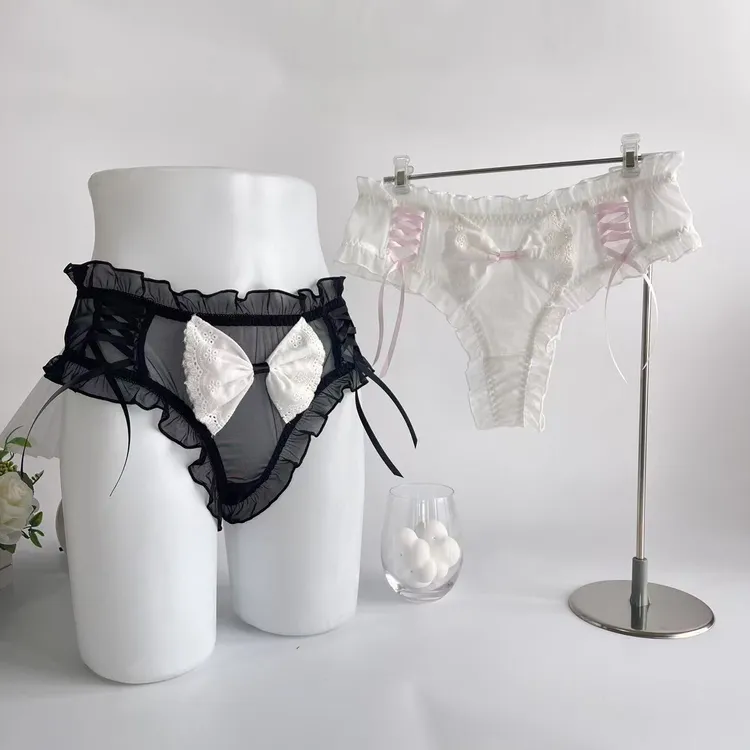 透气甜辣纱网性感透明少女薄款蕾丝女士内裤白色日系舒适诱惑