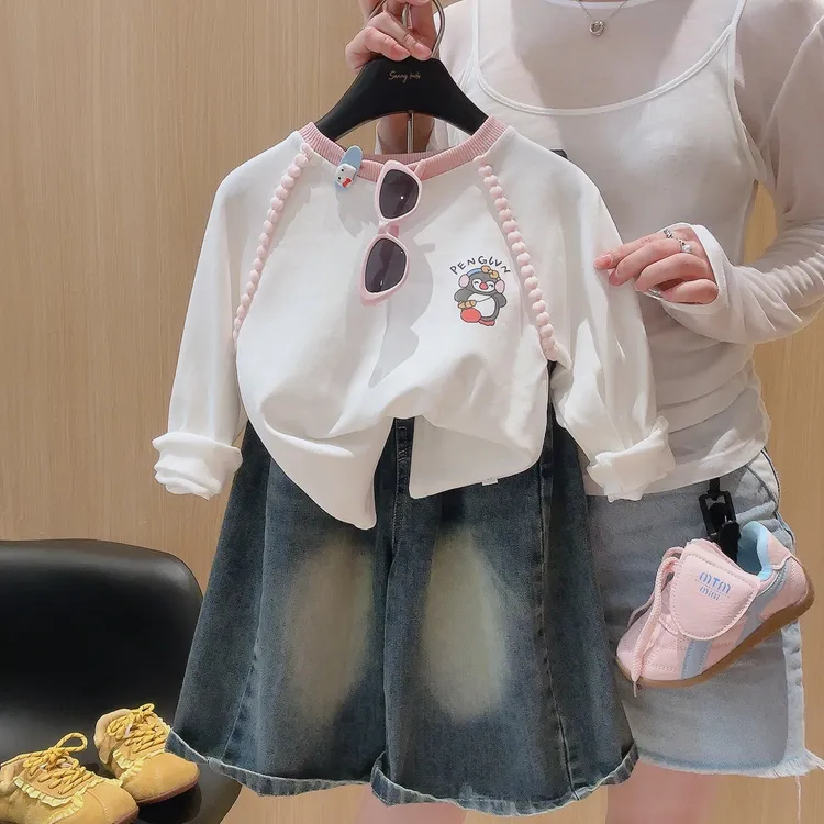 【海洋派对】女童秋季全棉长袖打底新款印花韩版百搭洋气宽松上衣