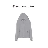【柏栗良品】2025秋季新品~休闲简约长袖连帽拉链开衫卫衣女0675