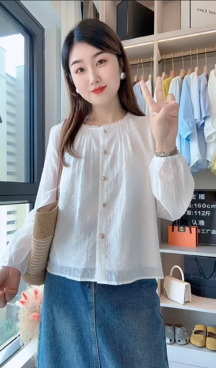 季念秋季新宽松休闲纯色百搭衬衫独特别致设计感上衣新款女装