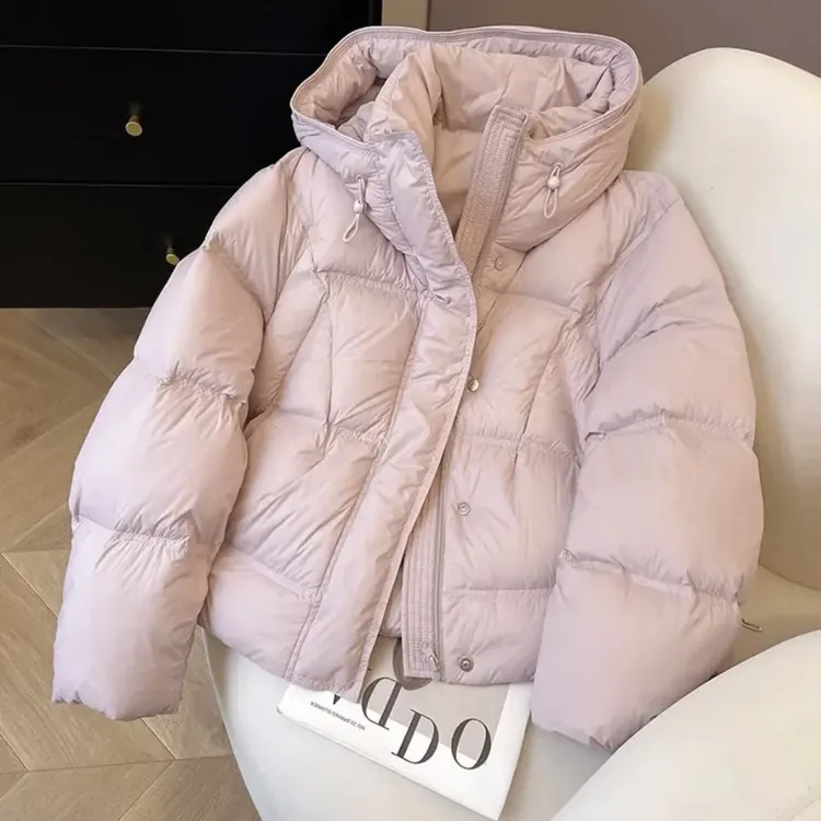 【奥莱撤柜】韩系宽松泡芙云朵龟背连帽女式短款加厚白鸭绒羽绒服