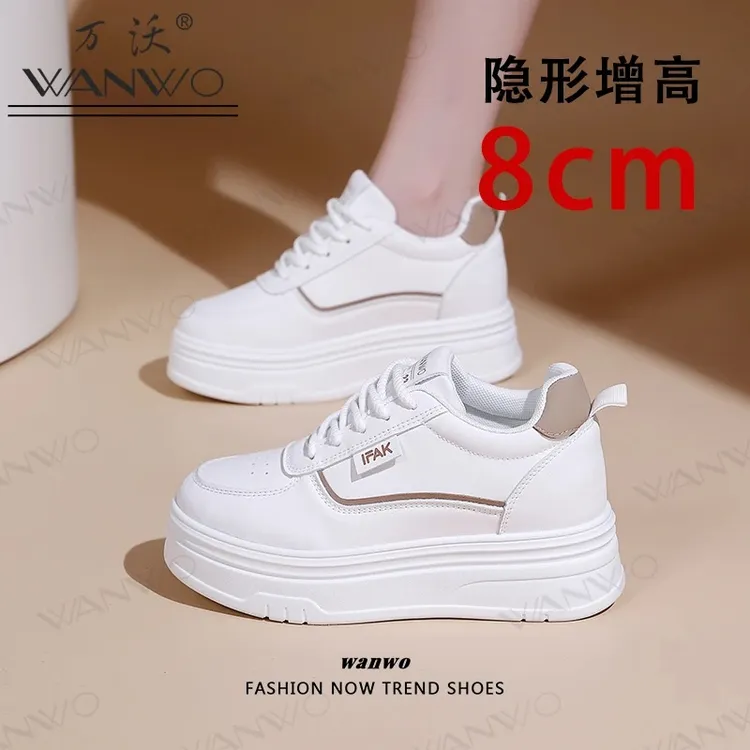【增高8CM】小白鞋女2026春秋新款女鞋百搭厚底松糕鞋小个子休闲鞋商品图