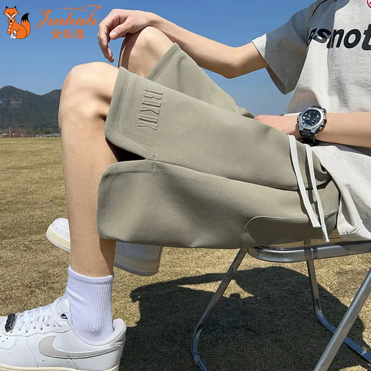 金狐狸夏季大码运动裤短裤男士薄款简约五分裤男女直筒宽松休闲裤