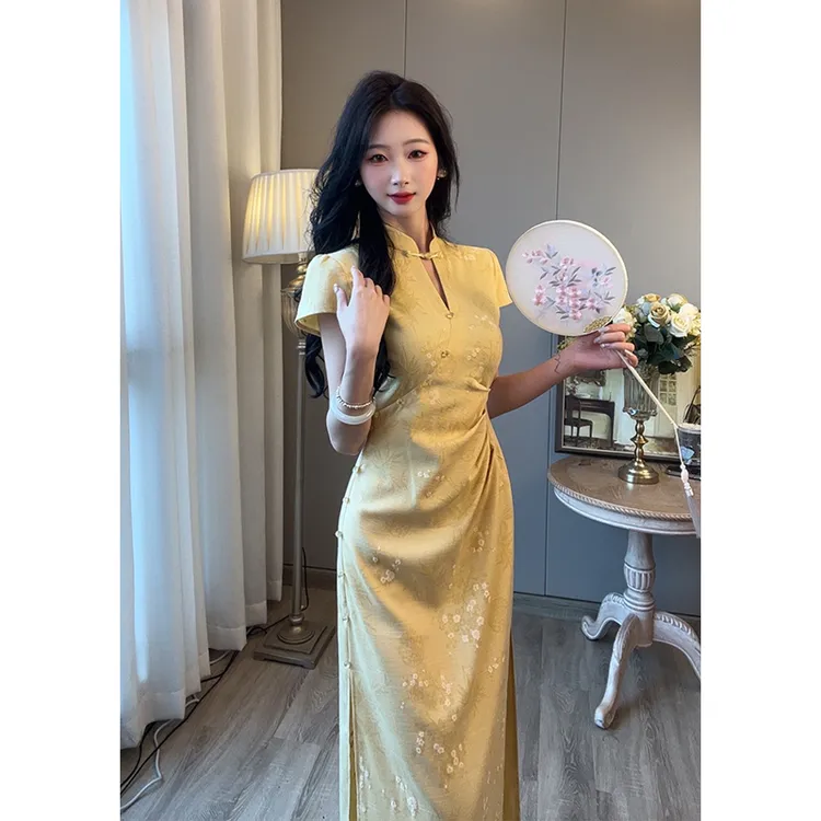 小楼家【婉月】新中式复古国风改良旗袍连衣裙女2025夏气质显瘦长裙