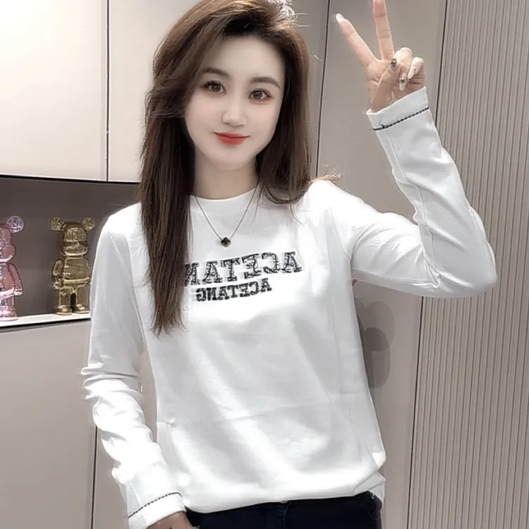 小众设计珠绣字母休闲棉T