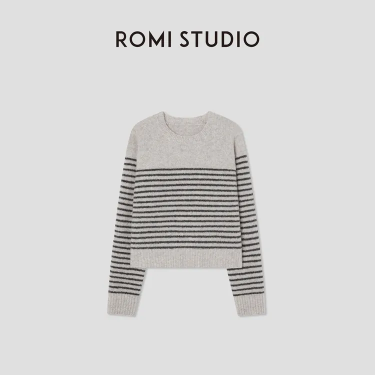 ROMI STUDIO“温暖已至”美利奴绵羊毛混纺软糯条纹毛衫RW24WSG1079