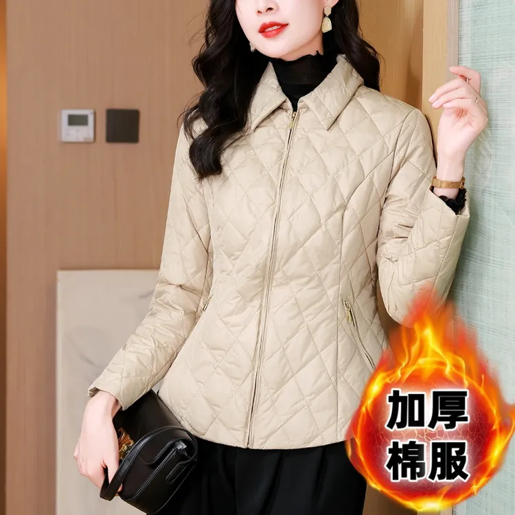 实拍2025秋冬衬衫服外套女收腰轻薄款翻领保暖衣