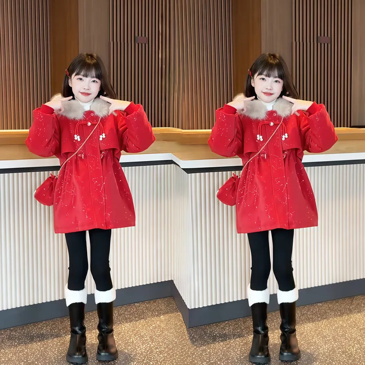 女童冬装加绒加厚2025外套新款洋气儿童中大童冬季外套加厚潮款
