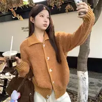 韩系圈圈纱女2025年秋季外穿内搭宽松版软糯加厚针织外套早春外套