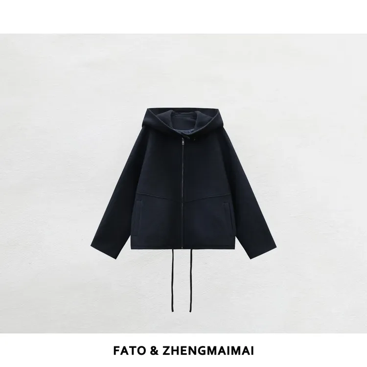 【郑买买】静谧海洋 秋冬气质百搭休闲万能百搭连帽外套女YZ50821W2