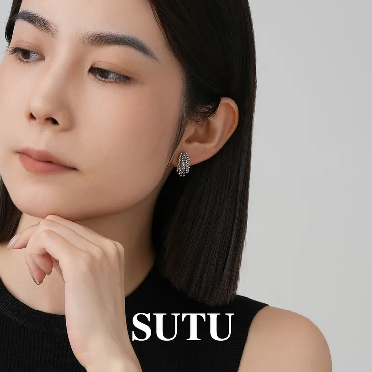 925银耳饰 烟火流苏耳钉金色复古时尚百搭新款耳环轻奢气质耳饰女