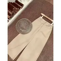 「韵味伊人」定制直筒裤休闲裤秋季百搭卡其显瘦高腰#YWYR991-1