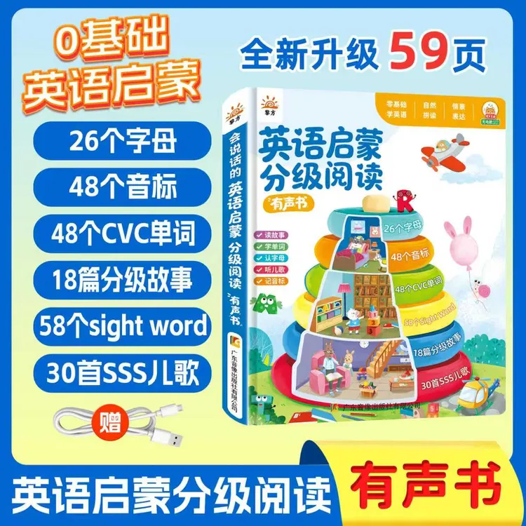 【2025年新款】0基础英语启蒙分级阅读发声书0-8岁启蒙英语点读机商品图