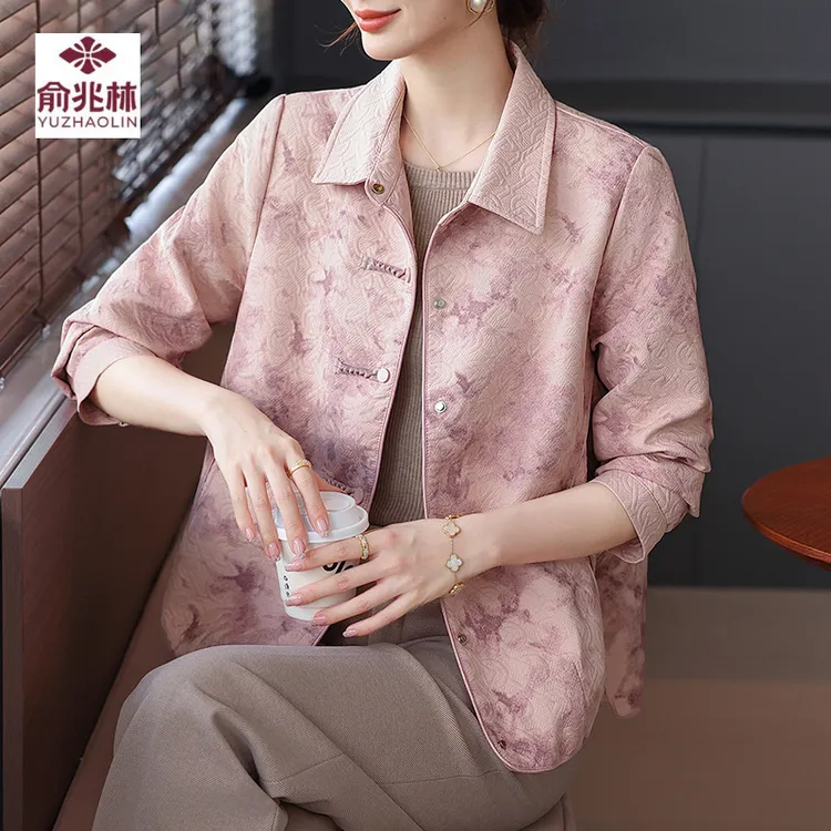 中年妈妈秋装外套新中式风衣2025新款中老年女装春秋洋气大码上衣