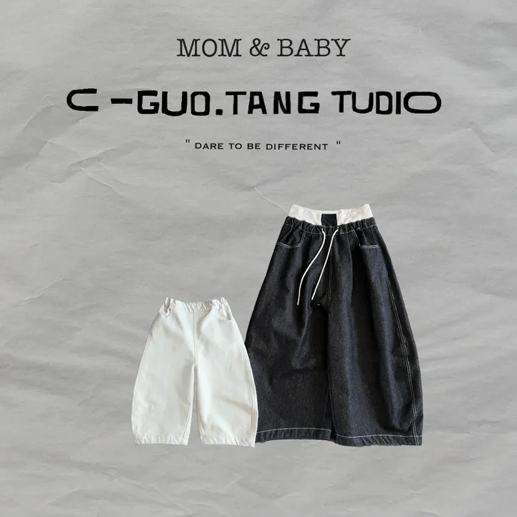 C-Guo.Tang Studio亲子装高阶品原创日系匹马棉苎麻酵素洗牛仔裤