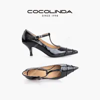 COCOLINDA | 皱漆经典复古T型带玛丽珍猫跟鞋X5241