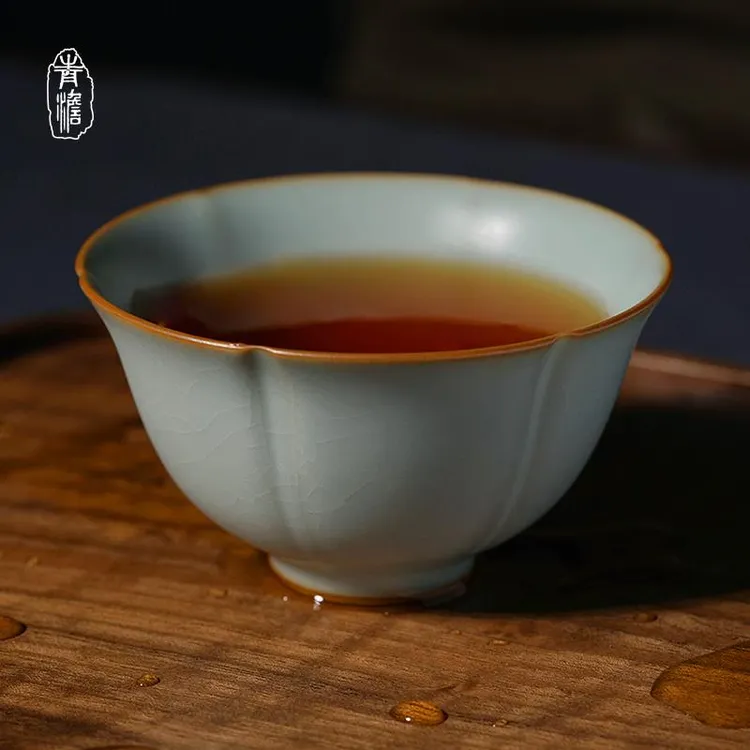 汝窑主人杯开片可养景德镇功夫茶品茗杯单杯薄胎手工汝瓷茶盏青