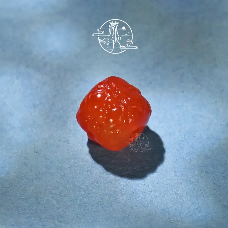 8MM红玛瑙并蒂莲桶珠文玩星月椰蒂手串DIY配饰顶珠腰珠隔珠散珠子