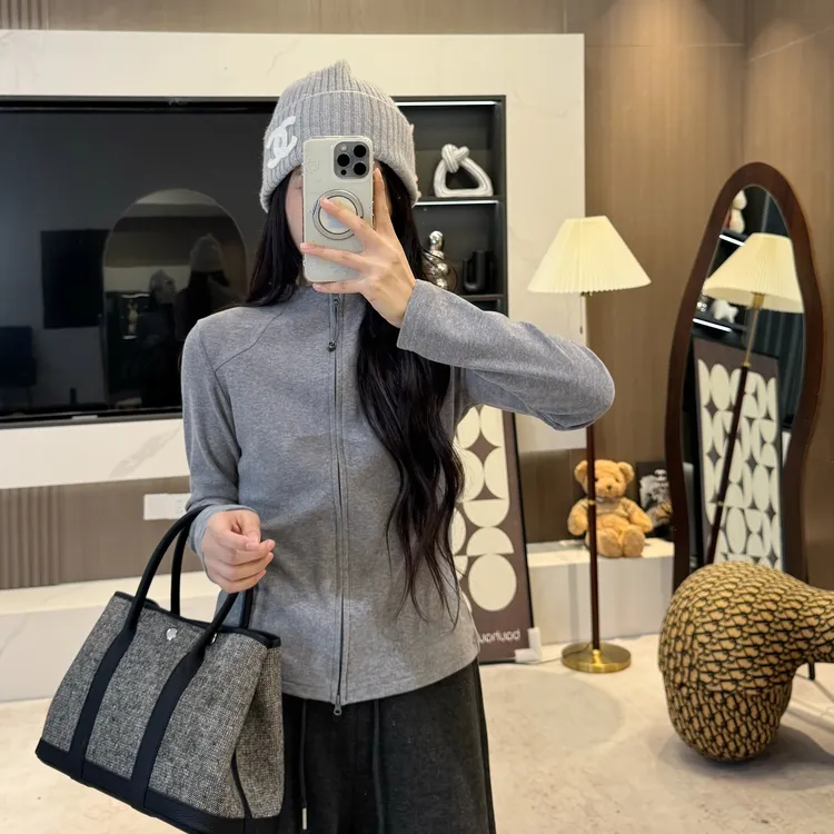 宿慕SUMU女款百搭上衣外套秋冬新款小立领双拉链保暖舒适外套857