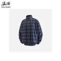 【亲肤呢】冬季夹克长袖立领秋冬拉链复古格子宽松型立领外套