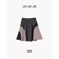 LIUJIUJIU 复古撞色拼接小众高端定制新款时尚半身短裙BQ4706L