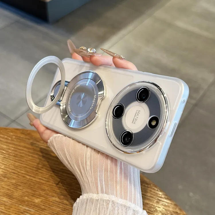 适用于荣耀x70手机壳新款超薄透明x60pro防滑磁吸支架x50全包防摔