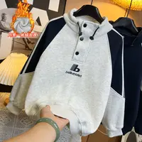【加绒】~2025秋冬季新款男童时髦设计字母拼接潮酷半高领卫衣10965