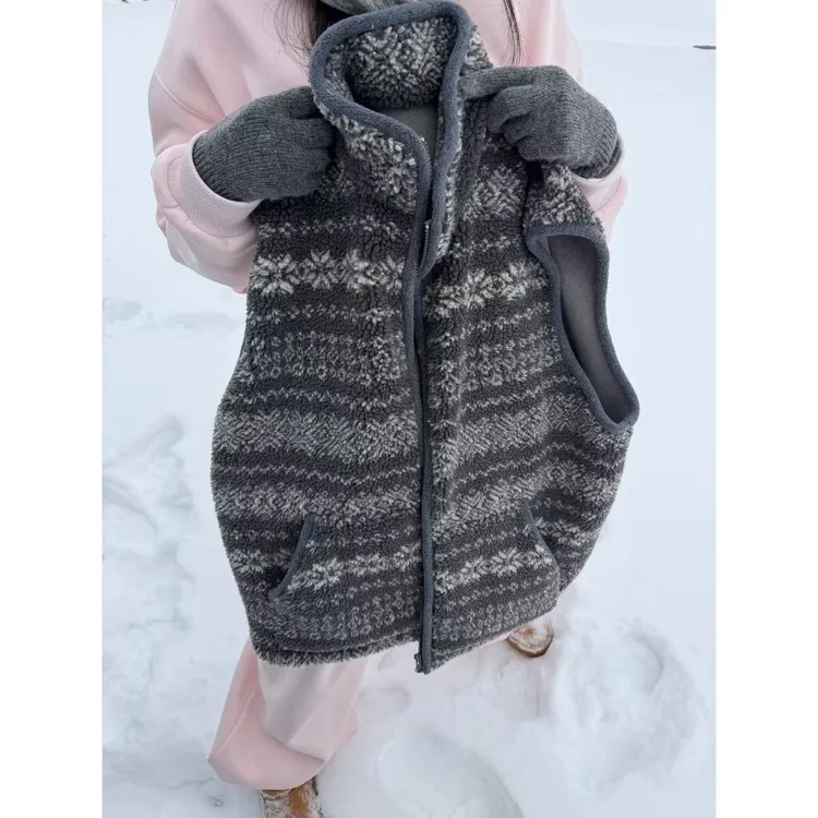 【CHENWANFAN】复古费尔岛摇粒绒内里加厚奥粒绒马甲保暖叠穿224