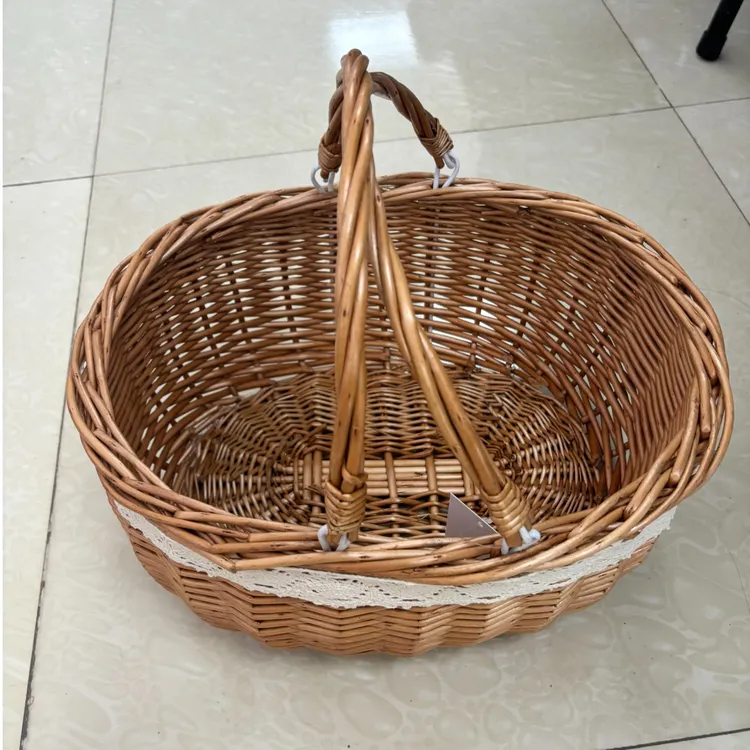 宜然家居柳编手工鸡蛋蓝野餐篮置物篮收纳筐双活把手提篮