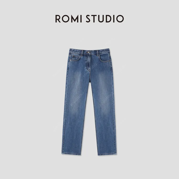 ROMI STUDIO“复古丹宁”夏季环保洗水中低腰直筒牛仔裤 RWBWXD1584