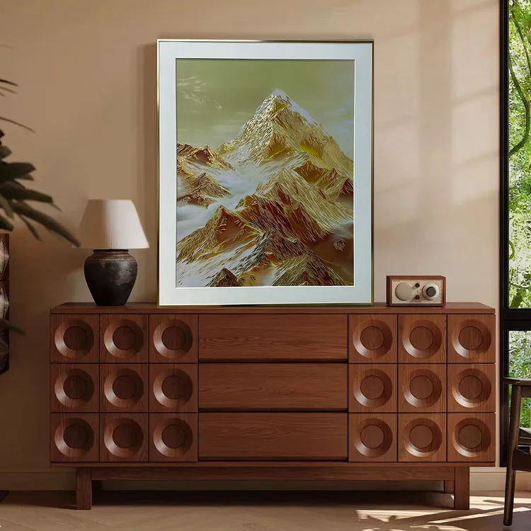 轻奢（日照金山）铜雕装饰画 客厅入户玄关过道端景现代轻奢挂画