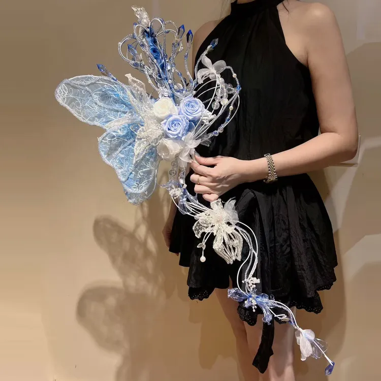 江梦设计[永蝶芳华]西式权杖手捧花新娘捧花婚礼主题手工结婚礼物