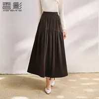 【直播专享】R85A469半身裙 香影复古拼接咖色半身裙女秋季新款高
