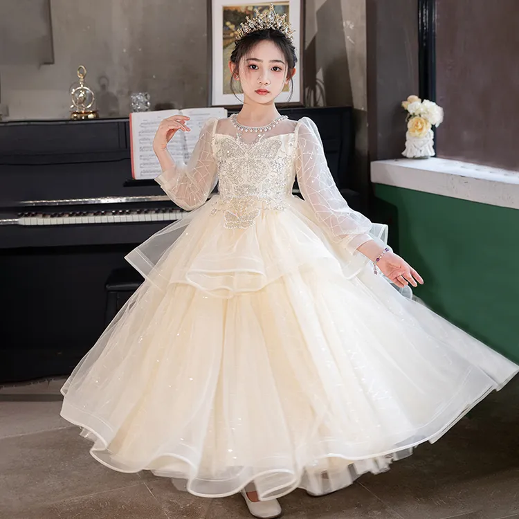 女童礼服主持人花童钢琴婚礼演出服洋气小女孩生日高级蓬蓬公主裙