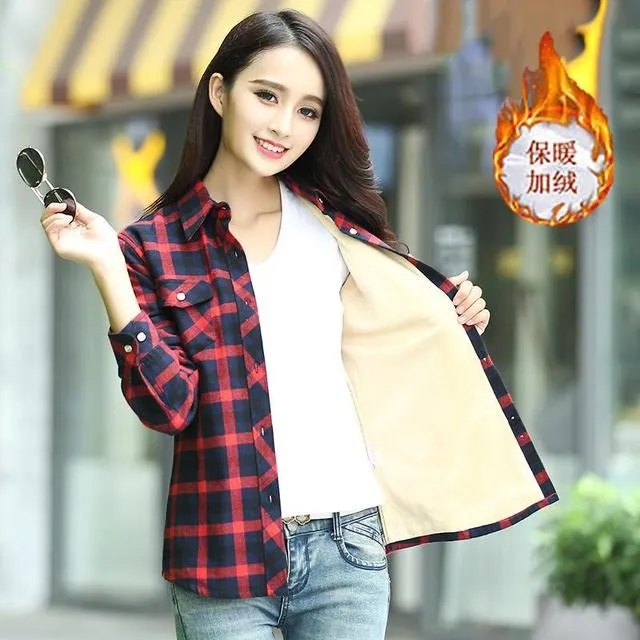 加绒衬衫女款衬衫2026年新春秋外穿内搭修身保暖棉加厚上衣外套